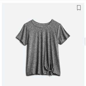 Brushed knit tie front tee